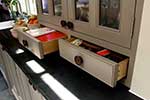 Counter top two dovetail drawers and glass storage with led lighting